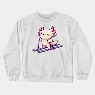 axolotl funny skiing Crewneck Sweatshirt